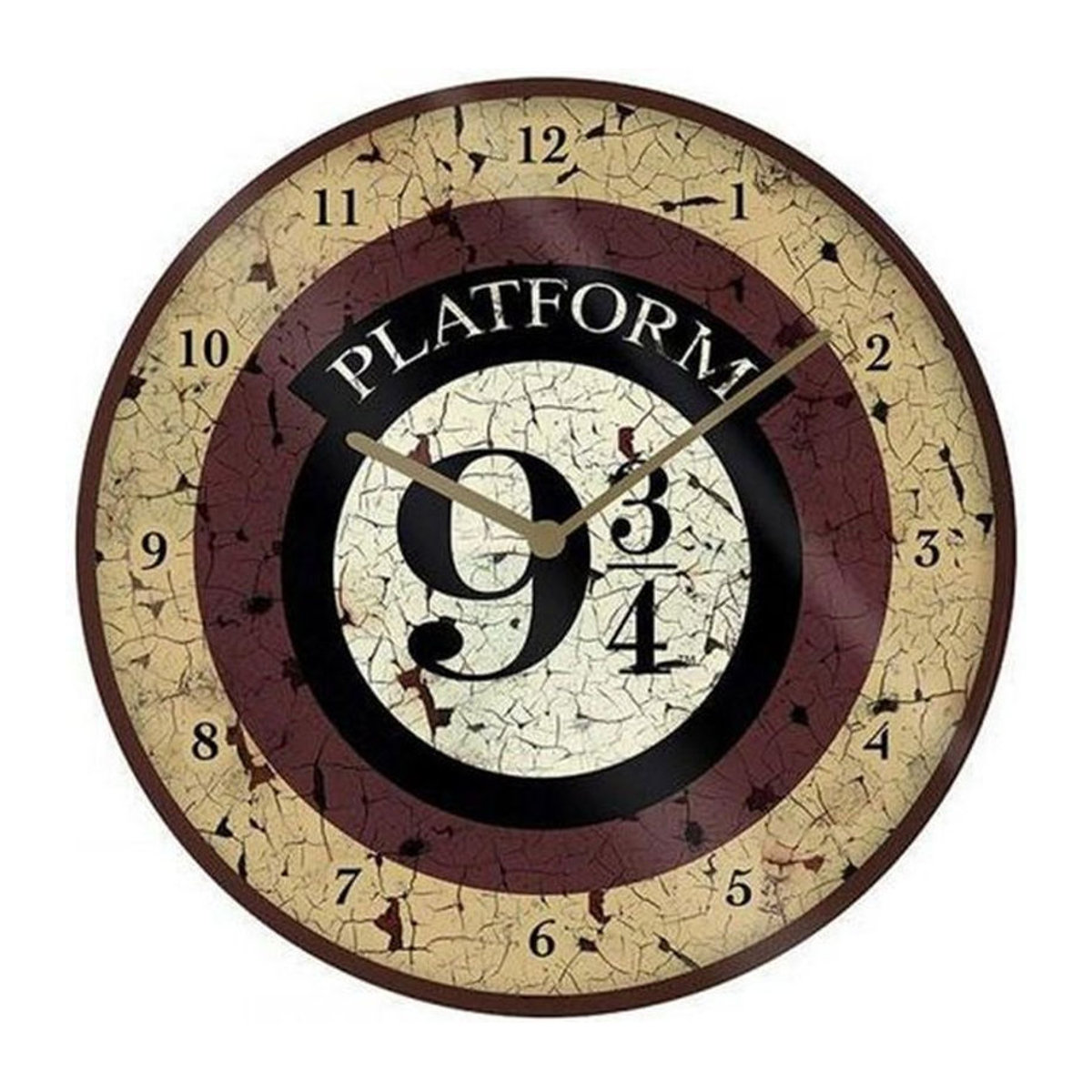 Harry Potter Wanduhr Platform 9 3/4 im Vintage-Design, rund, schwarz/braun, Durchmesser: 25,4 cm - Bild 1