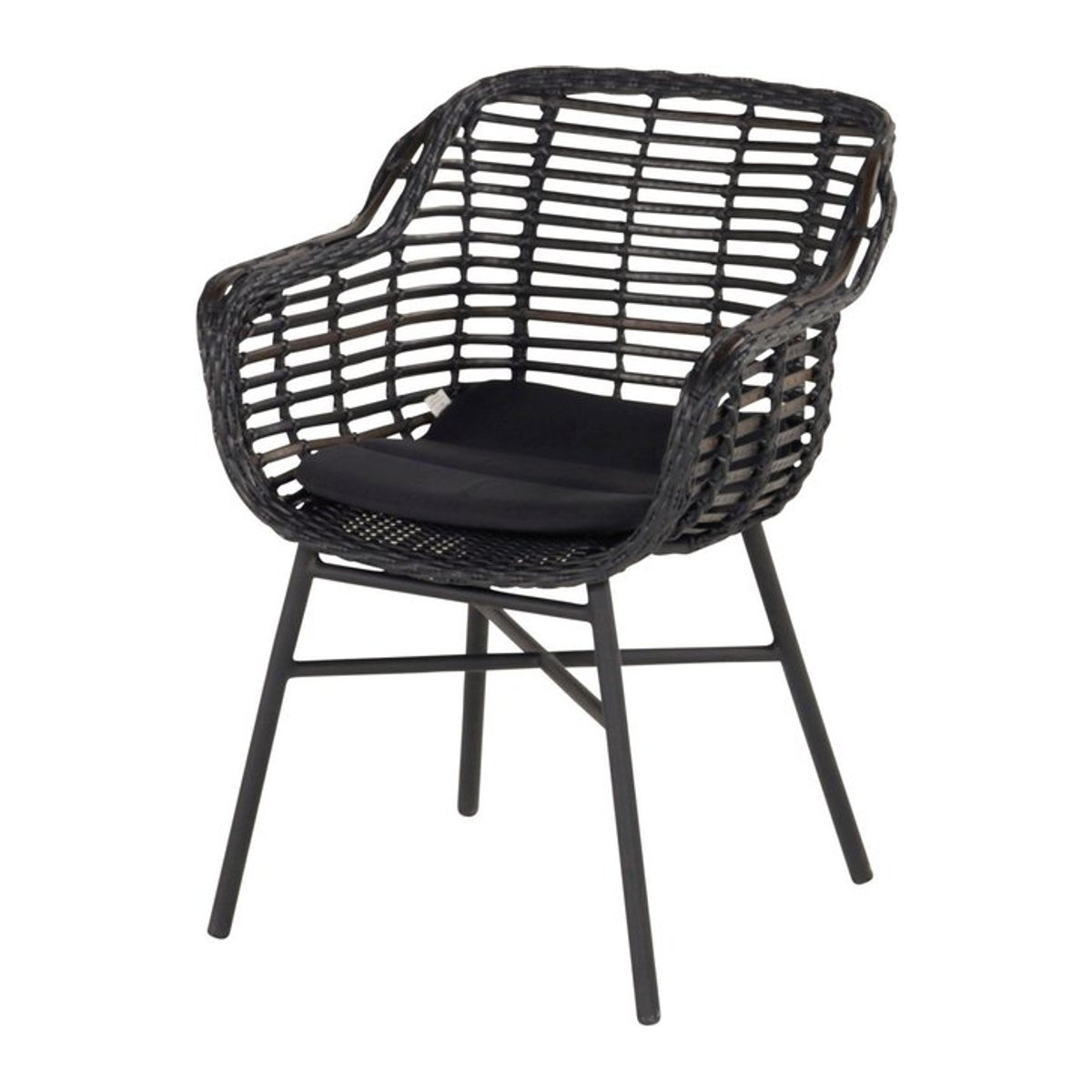 Hartman Cecilia Diningsessel aus Alu und Polyrattan in Schwarz, B/T/H: 62 x 62 x 84 cm - Bild 1