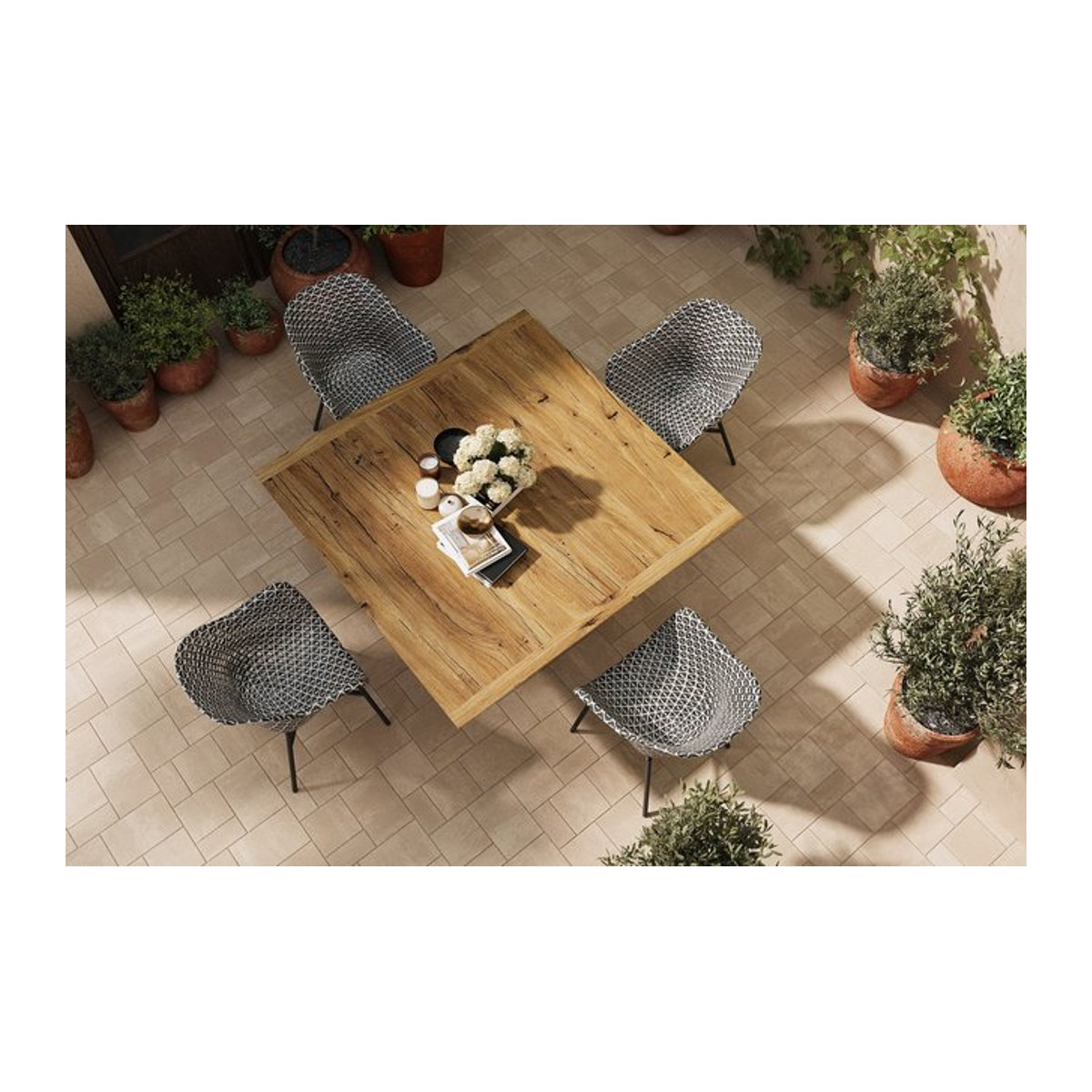 Hartman Delphine Garten-Essgruppe in Schwarz, Weiß und Anthrazit mit Teakholz, B/T: 150 x 150 cm - Bild 1
