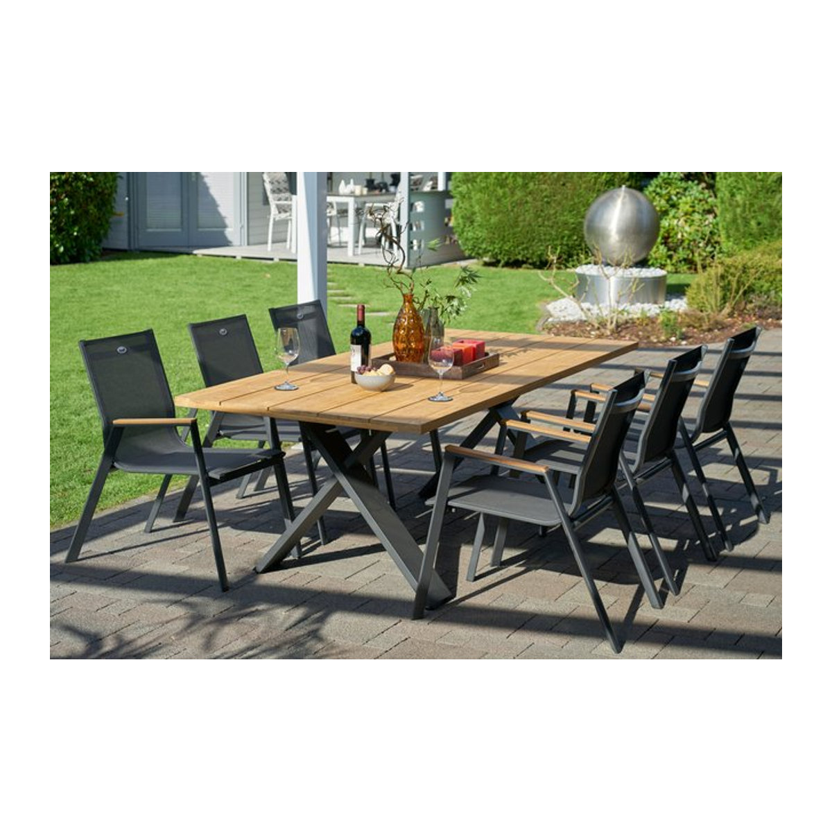 Hartman Garten-Essgruppe Xanadu Aruba Set in Anthrazit und Teakholz mit 8 Sitzgelegenheiten, Breite: 220 cm, Tiefe: 100 cm - Bild 1
