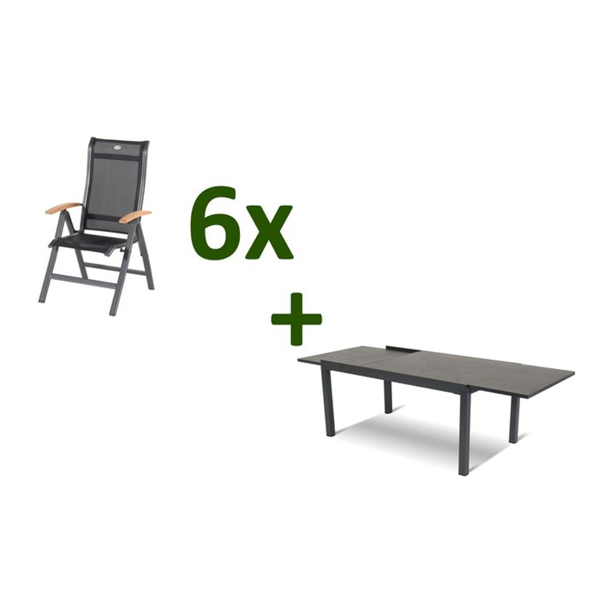 Hartman Garten-Essgruppe Xerix in Anthrazit aus Aluminium und HPL für 6 Personen, B/T/H: 260 x 160 x 90 cm - Bild 1