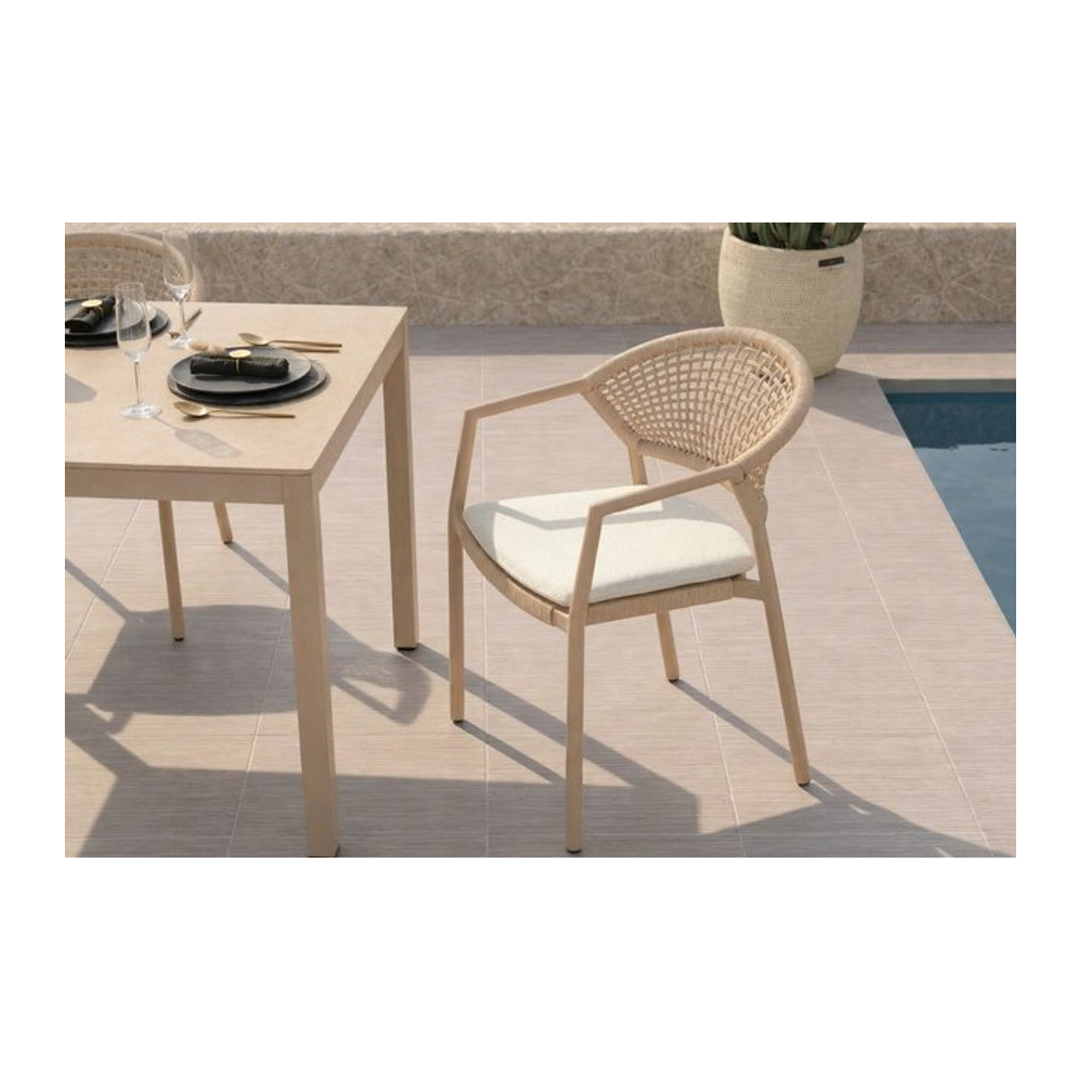 Hartmann Shades of Colour Taragona Gartensessel, beige, modern, B/T/H: 58 x 62 x 79 cm - Bild 1