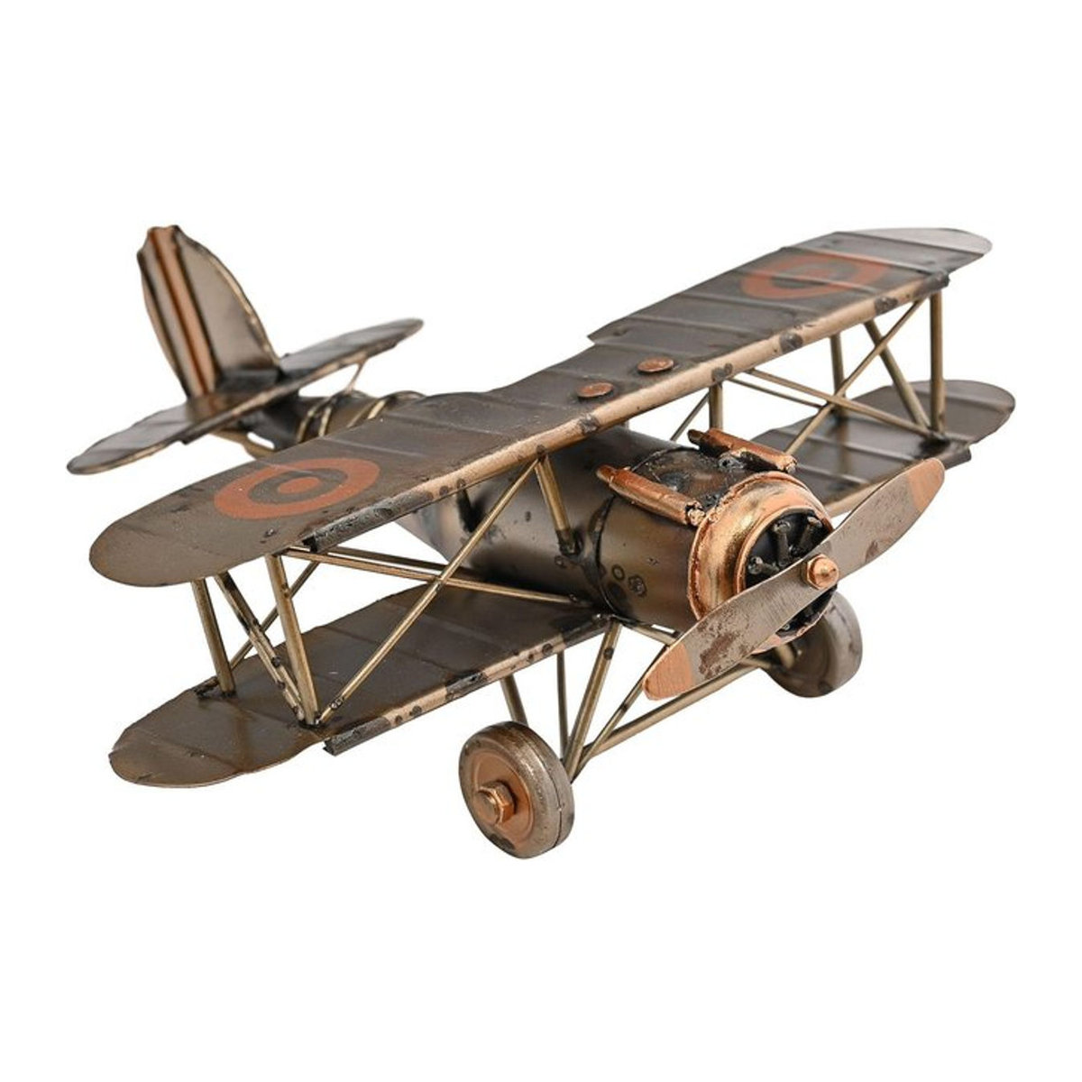 Harvey Makin Vintage Flugzeug Ornament aus Metall in Braun - Bild 1