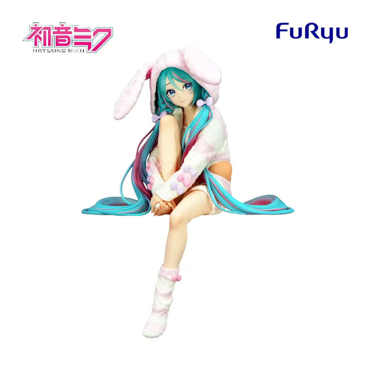 Hatsune Miku Anime Actionfigur von Bandai im Hasenohren-Pyjama als mehrfarbige PVC Sammlerfigur zur Dekoration - Bild 2