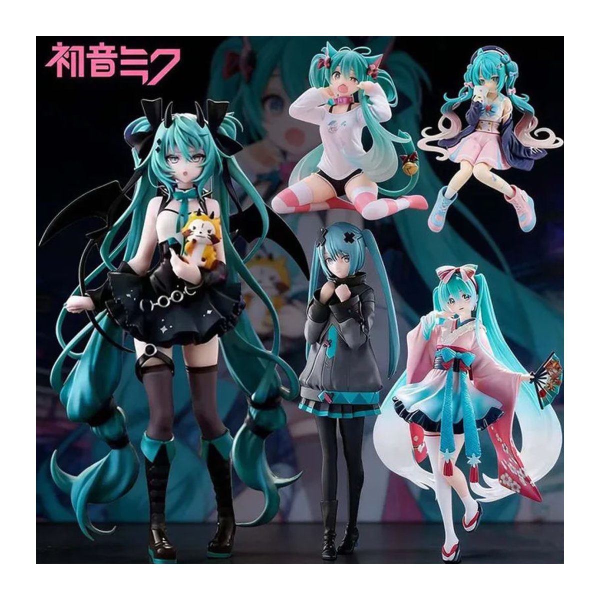 Hatsune Miku Anime Figur Bandai Teufel Design mit Katzenohren aus Kunststoff, mehrfarbig - Bild 1