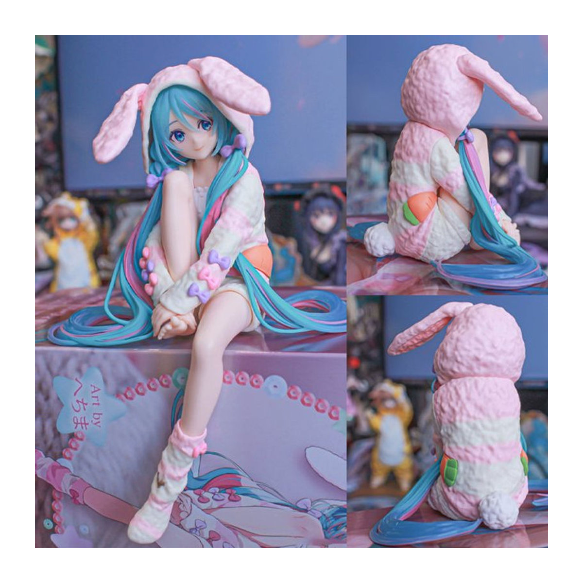 Hatsune Miku Anime Figur von Bandai in Pyjama mit Kaninchenohren, mehrfarbig, Höhe: 14 cm - Bild 1