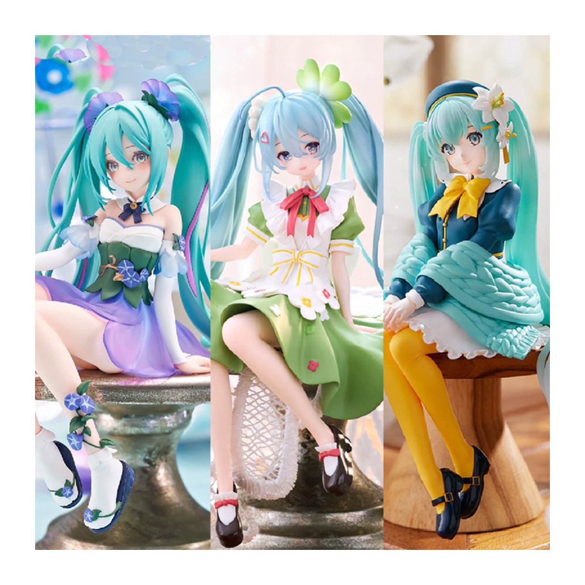Hatsune Miku Anime-Figur von Bandai in Rosa mit Sakura-Design und sitzender Pose aus Kunststoff - Bild 1