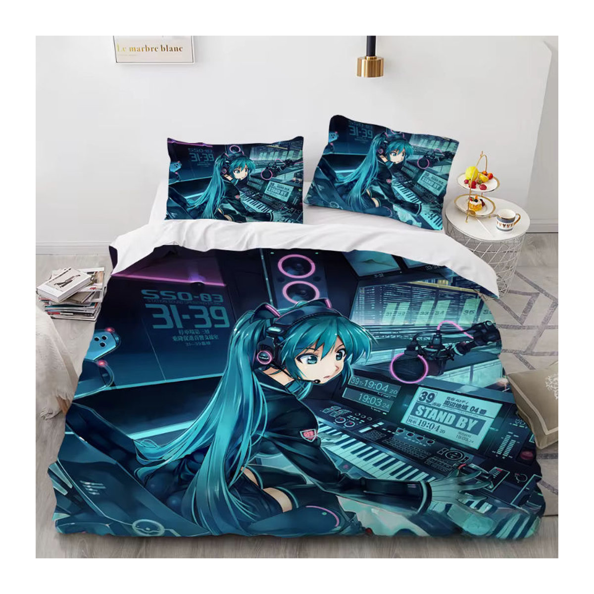 Hatsune Miku Bettwäsche Set im Kawaii Harajuku Design mit Bettbezug und Kissenbezug für dein Schlafzimmer - Bild 2