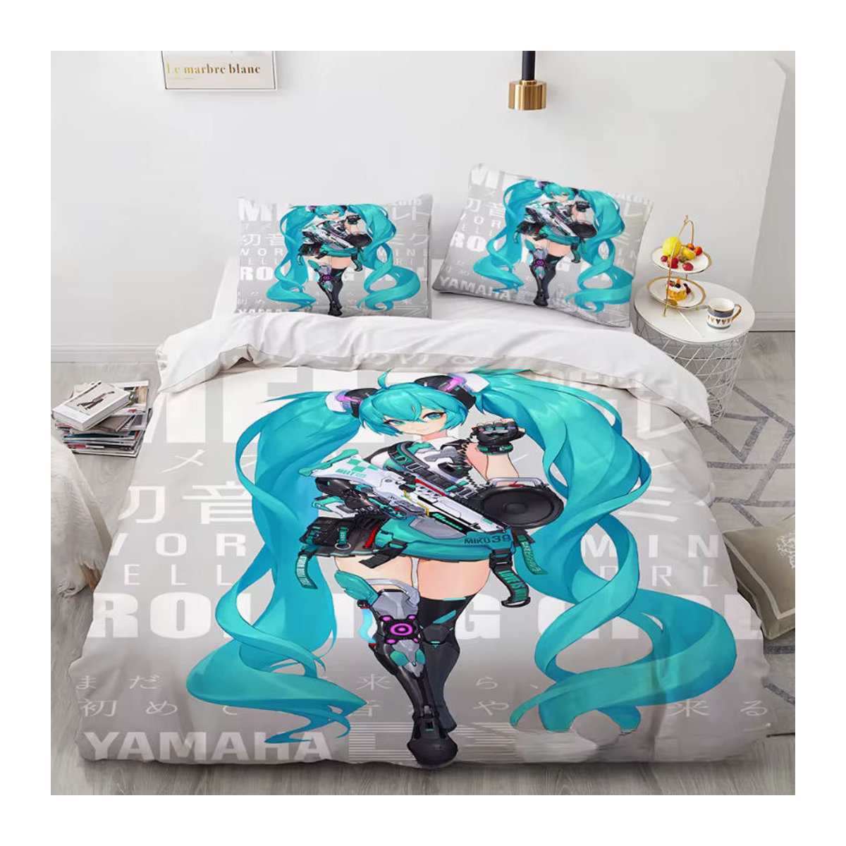 Hatsune Miku Bettwäsche Set im Kawaii Harajuku Design mit Bettbezug und Kissenbezug für dein Schlafzimmer - Bild 3