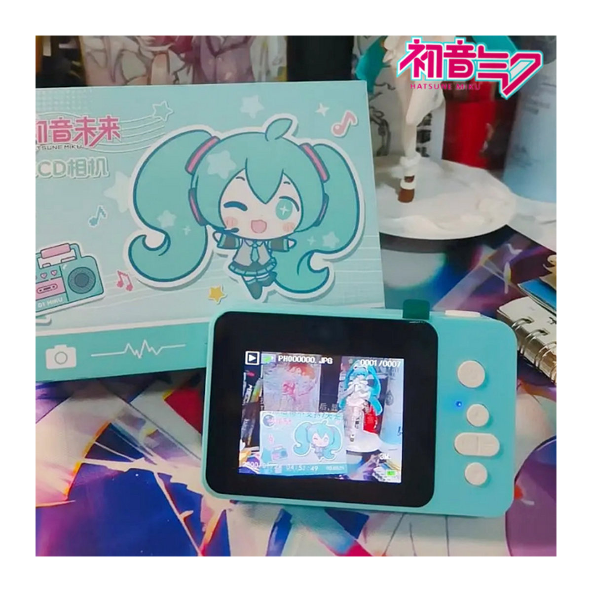 Hatsune Miku Digitalkamera mit 600mAh Akku in Blau als Anime Cartoon Figur für Kinder - Bild 1