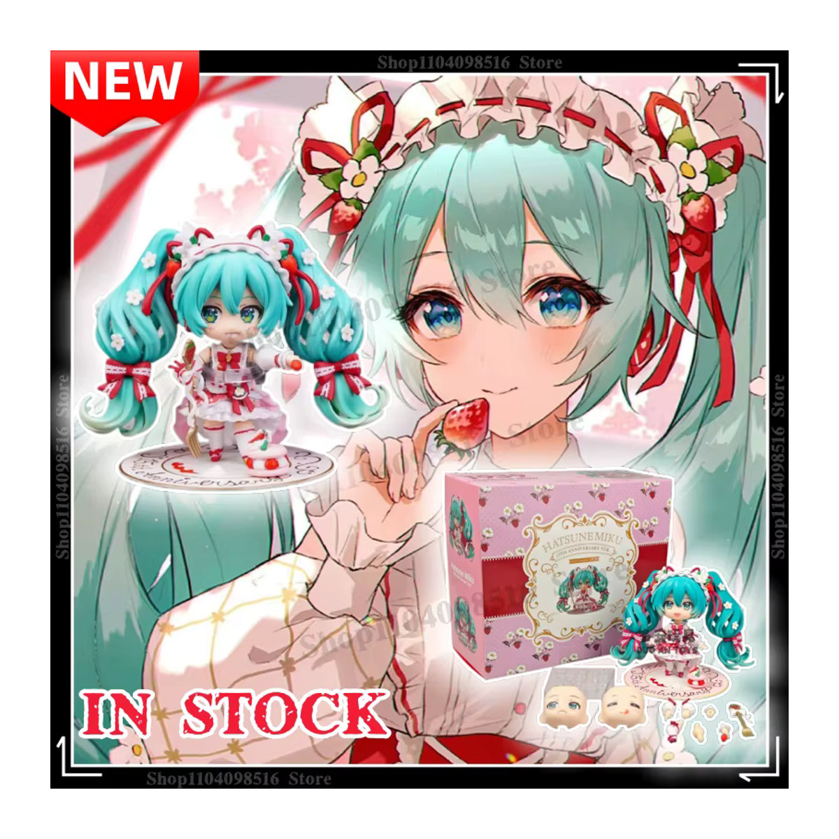 Hatsune Miku Erdbeerkuchen 15. Jubiläumsausgabe Actionfigur Sammlermodell aus Kunststoff in Mehrfarbig - Bild 2