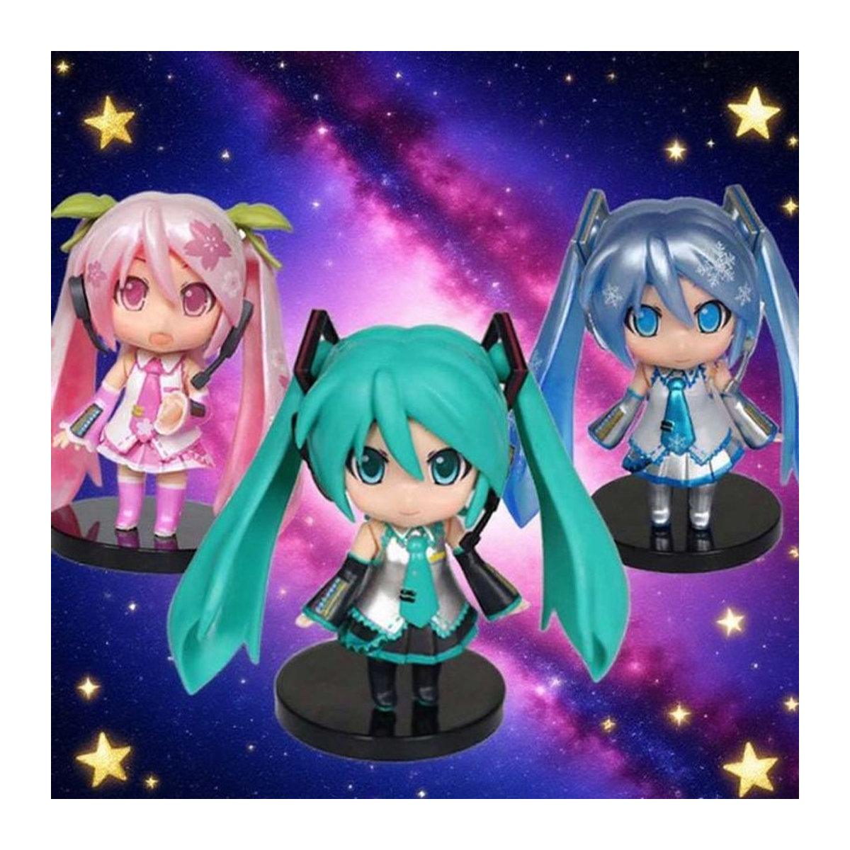 Hatsune Miku Figur als dekoratives Charakter-Ornament in Rosa und Grün aus Kunststoff - Bild 1
