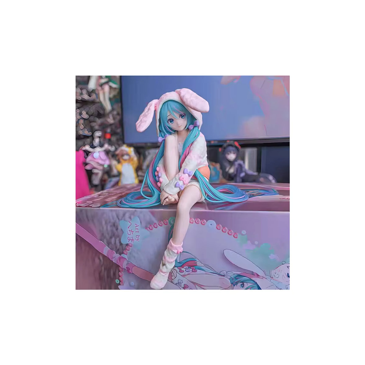 Hatsune Miku Noodle Stopper Figur im Hasenohren-Pyjama von Bandai, mehrfarbig, Höhe: 15 cm - Bild 5