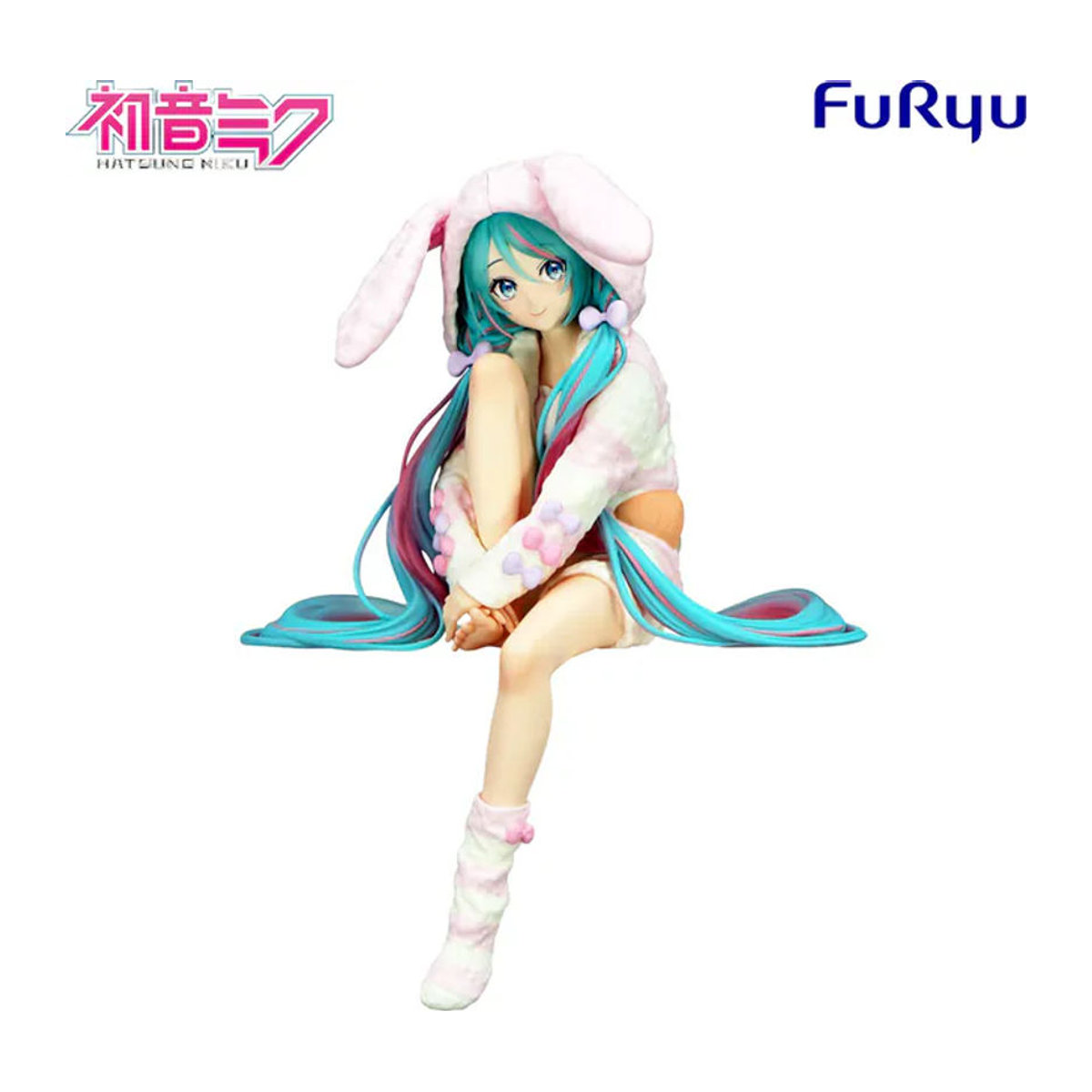 Hatsune Miku Noodle Stopper Figur von Bandai im Hasenohren-Pyjama Design, mehrfarbig, Höhe: 15 cm - Bild 1