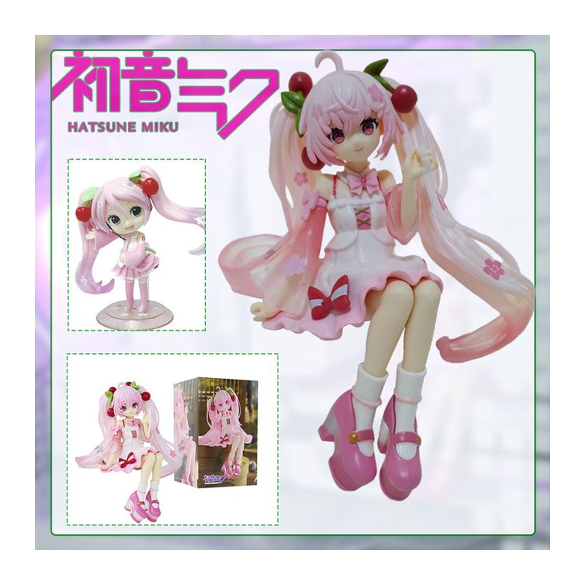 Hatsune Miku Vocaloid Actionfigur Bandai Sakura Kirschblüten Design in Rosa, Höhe: 14 cm - Bild 1
