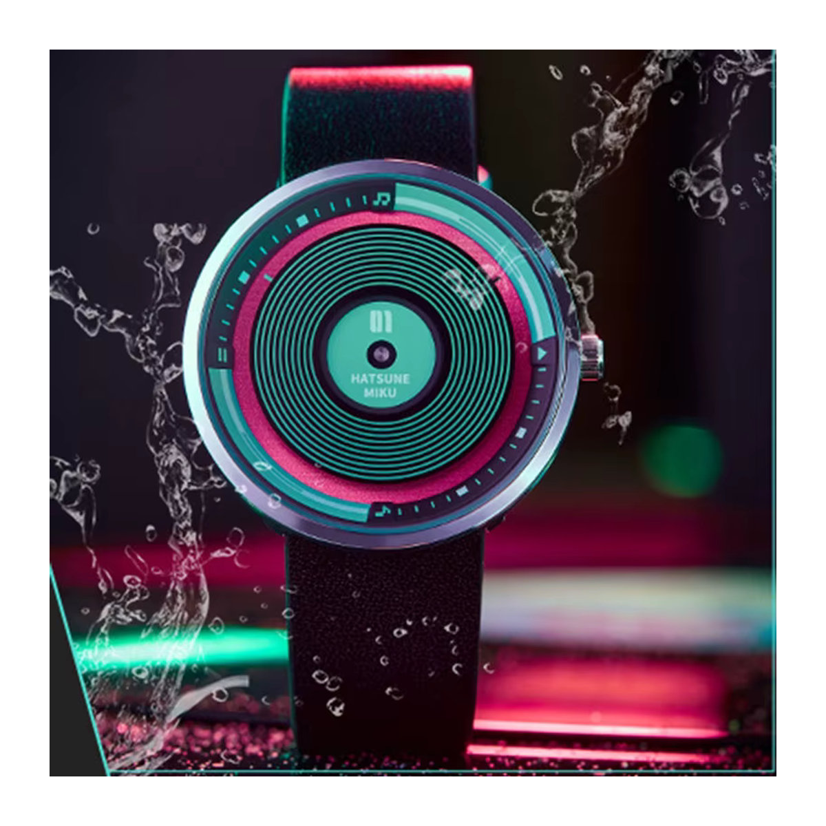 Hatsune Miku Vortex-Uhr von Bandai, modische analoge Quarzuhr mit Legierungszifferblatt in mehrfarbigem Design, Unisex - Bild 3