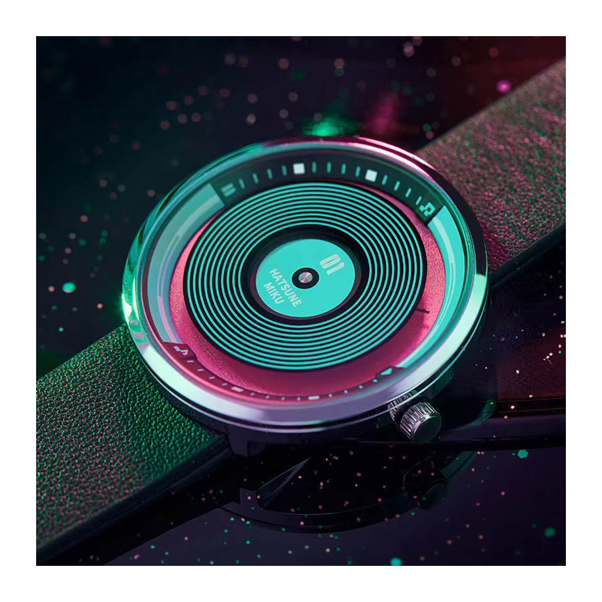 Hatsune Miku Vortex-Uhr von Bandai, modische analoge Quarzuhr mit Legierungszifferblatt in mehrfarbigem Design, Unisex - Bild 4