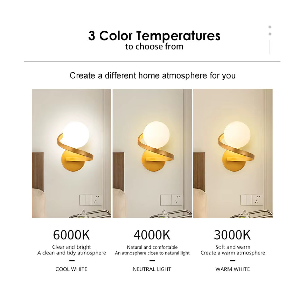 HAULVANG Nordische LED-Wandleuchte in Schwarz-Gold mit Mattglas-Kugel und G9-Fassung für Flur, Korridor und Schlafzimmer - Bild 1