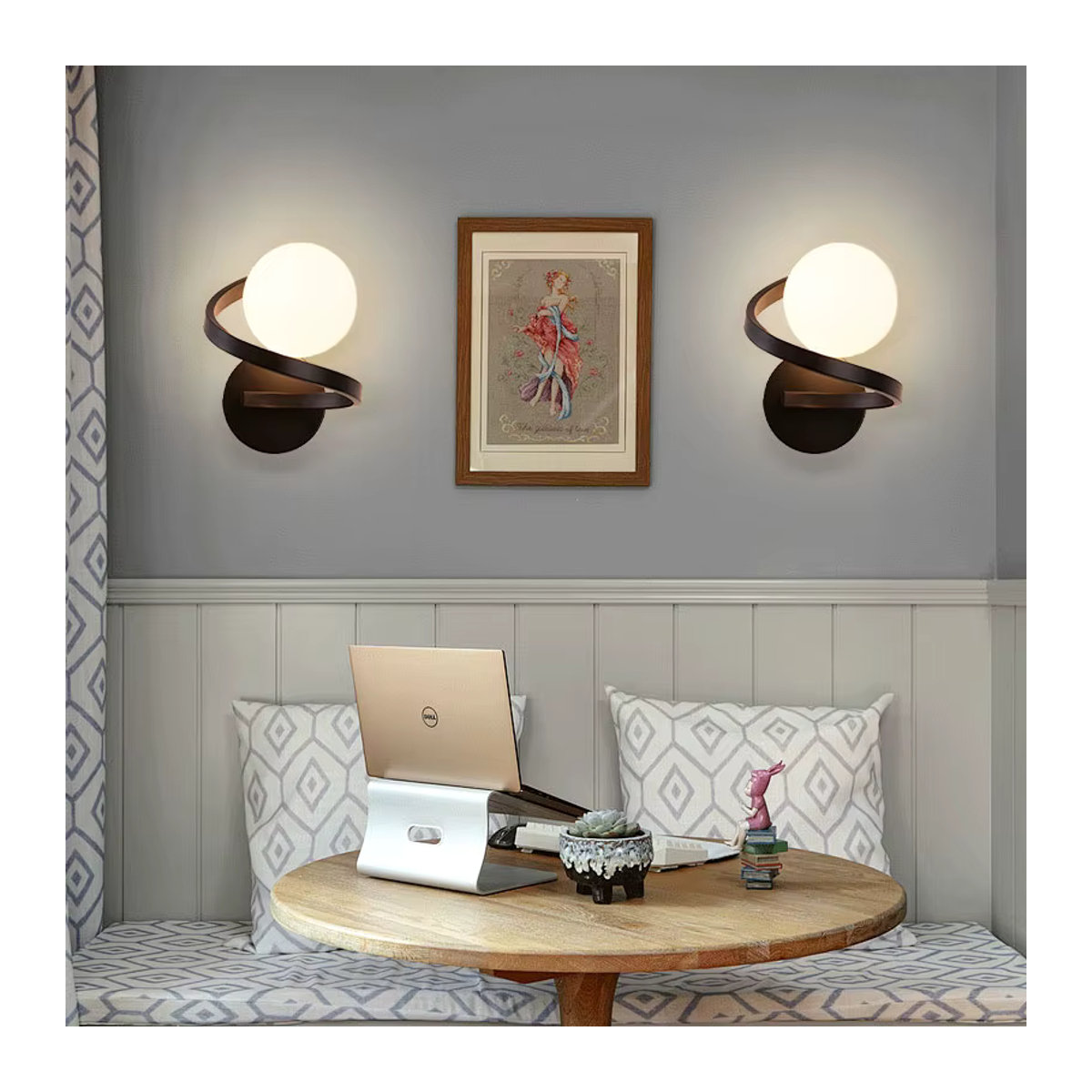 HAULVANG Nordische LED-Wandleuchte in Schwarz-Gold mit Mattglas-Kugel und G9-Fassung für Flur, Korridor und Schlafzimmer - Bild 3