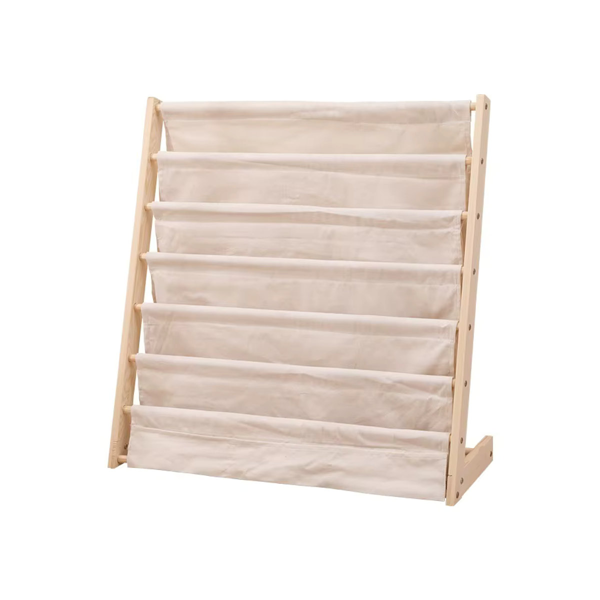 Hause Kinder Bücherregal aus Massivholz in Beige und Weiß, skandinavischer Bilderbuch Organizer für Kinderzimmer, freistehend und minimalistisch - Bild 4