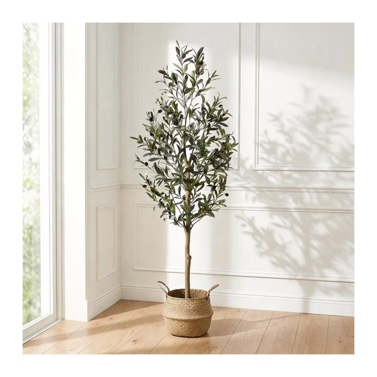 HAUSPROFI Künstlicher Olivenbaum mit Holzstamm in Grün und Braun, Höhe: 120 cm - Bild 1