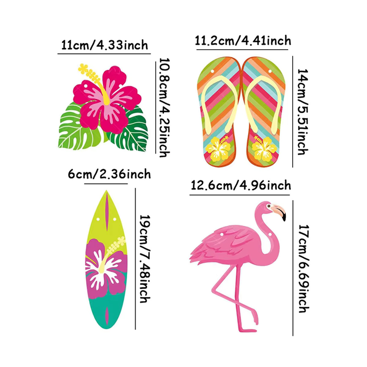 Hawaii Party Dekoration Set mit Flamingo und tropischen Blättern, Luau Girlanden und Banner aus Papier in Rosa und Mehrfarbig - Bild 2