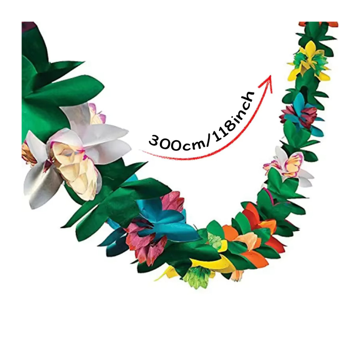 Hawaiian Party Papier Blumen Banner mit Ring Tags in Mehrfarbig für Sommer, Tropische Feiern und Hochzeiten, Länge: 3 m - Bild 1