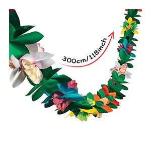 Hawaiian Party Papier Blumen Banner mit Ring Tags in Mehrfarbig für Sommer, Tropische Feiern und Hochzeiten, Länge: 3 m