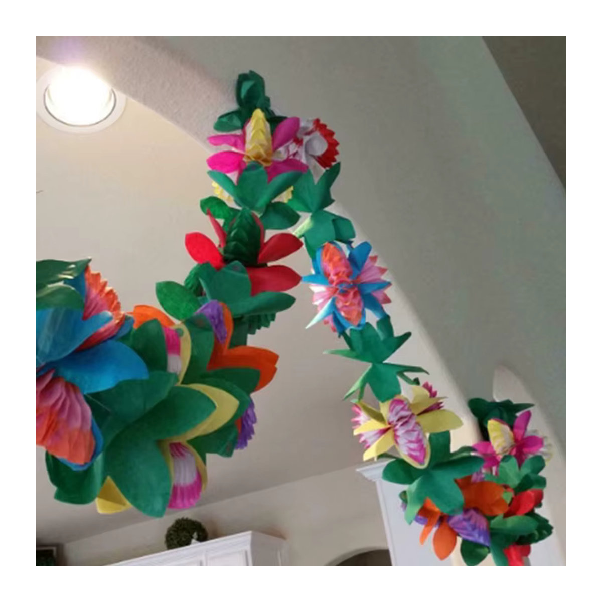 Hawaiian Party Papier Blumen Banner mit Ring Tags in Mehrfarbig für Sommer, Tropische Feiern und Hochzeiten, Länge: 3 m - Bild 2