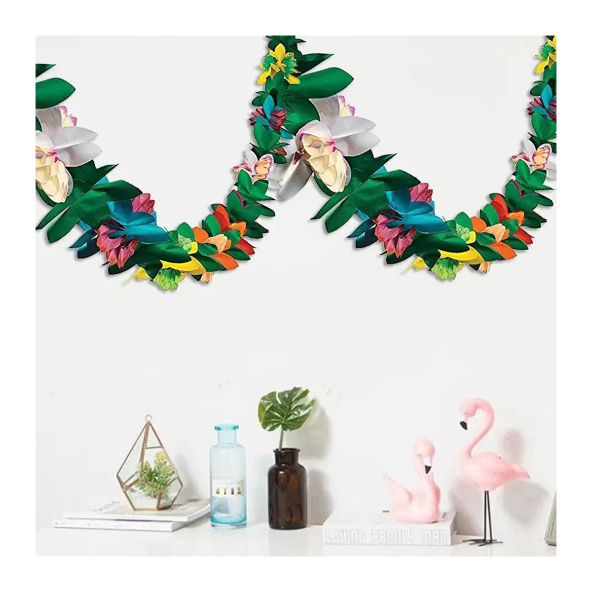 Hawaiian Party Papier Blumen Banner mit Ring Tags in Mehrfarbig für Sommer, Tropische Feiern und Hochzeiten, Länge: 3 m - Bild 3