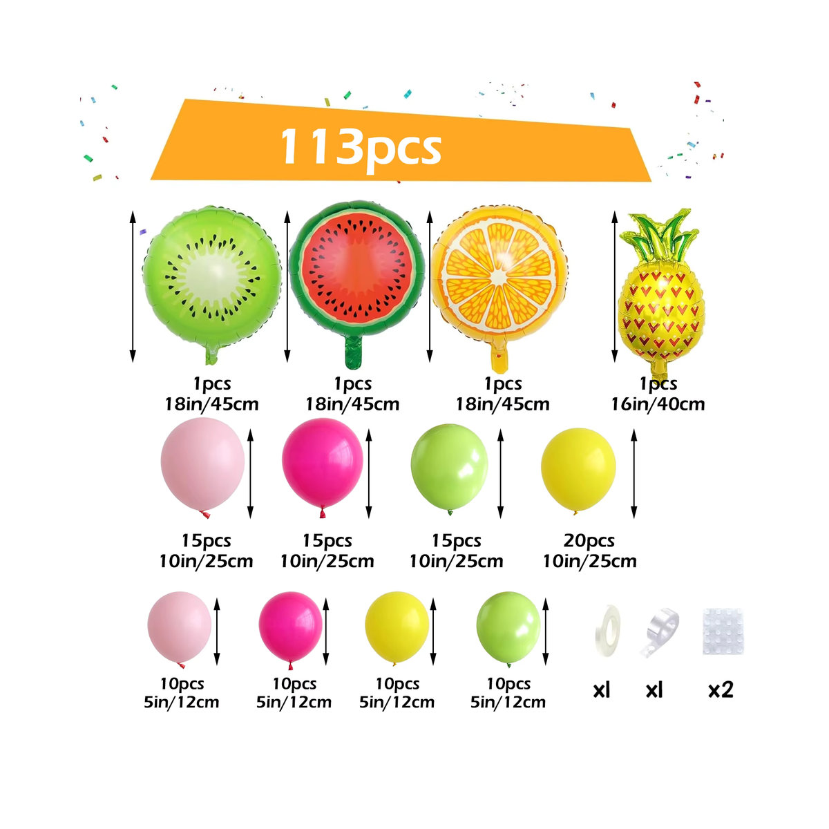 Hawaiianisches Ballonkranz-Set mit Ananas und Palmen in Gelb und Mehrfarbig für deine tropische Sommer-Strandparty-Dek - Bild 2