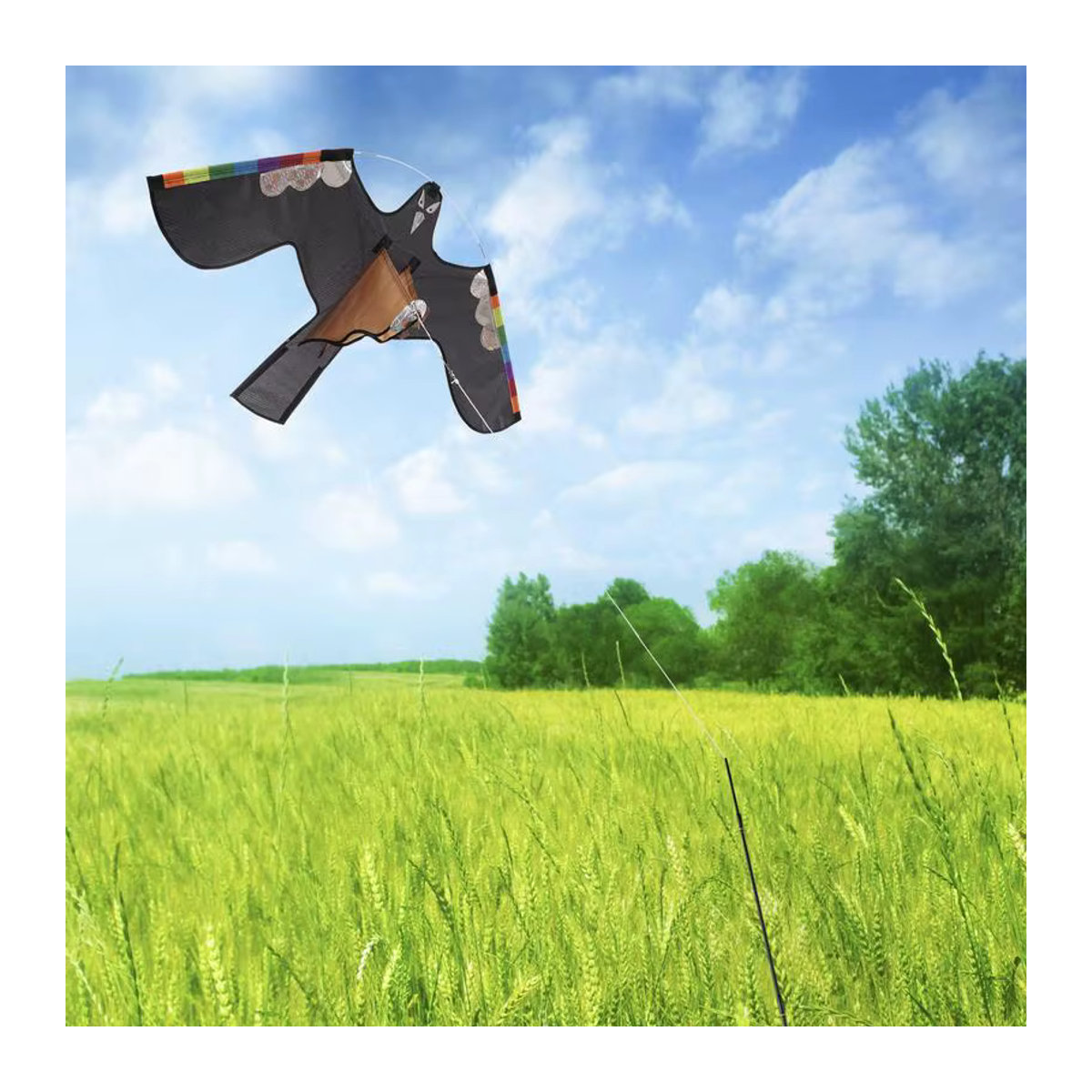 Hawk Kite Bird Scarer – Reflektierender Falken-Drachen mit Federn zur Vogelabwehr für Garten und Hof - Bild 4