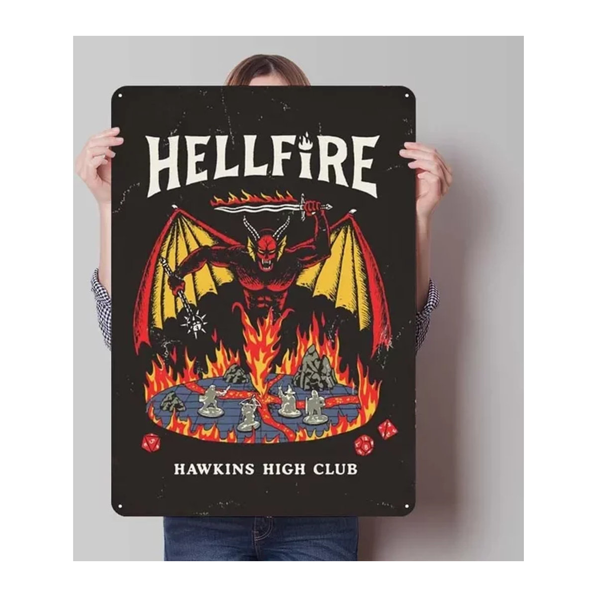 Hawkins High Club Metallschild Vintage Halloween Wanddeko Schwarz B/H: 20 x 30 cm - Bild 1