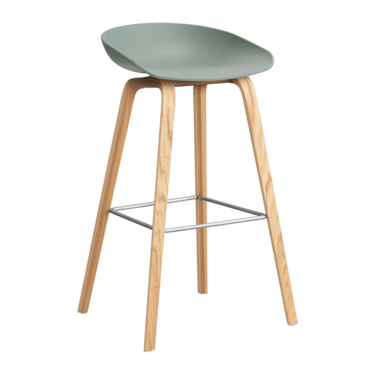 HAY About A Stool AAS 32 Barhocker in Grün mit Eichen- und Nussbaumholz sowie Polypropylen - Bild 1