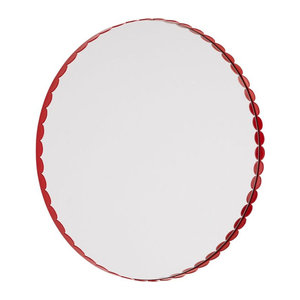 HAY Arcs Spiegel Rund in Rot aus Metall und Glas für die Wandmontage
