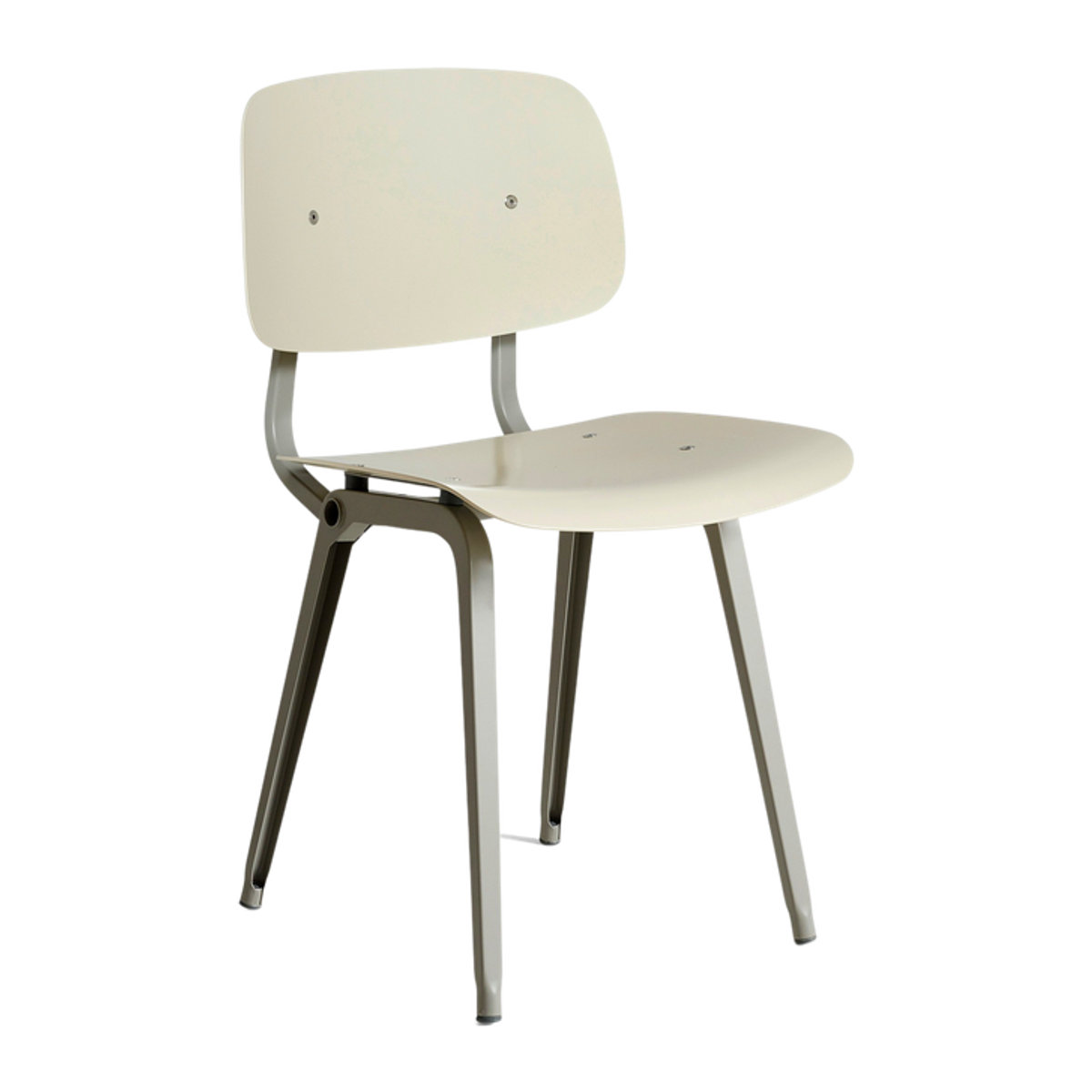 HAY Revolt Freischwinger Stuhl aus Kunststoff und Metall in Weiß oder Beige - Bild 1