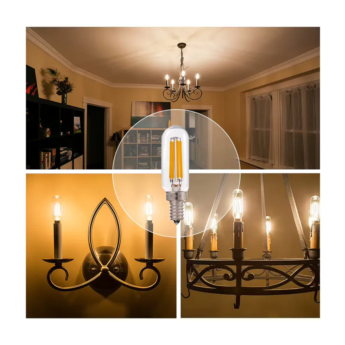 Hcnew Edison LED Glühbirne E14 Retro Warmweiß dimmbar für Kronleuchter und Nachtlichter - Bild 3