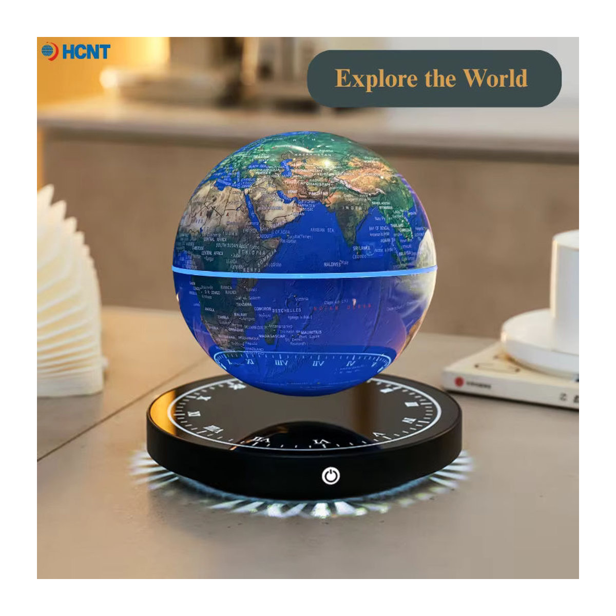 HCNT Magnetischer schwebender Globus mit LED-Licht in Blau und Mehrfarbig als moderne Dekoration für Zuhause und Büro - Bild 2