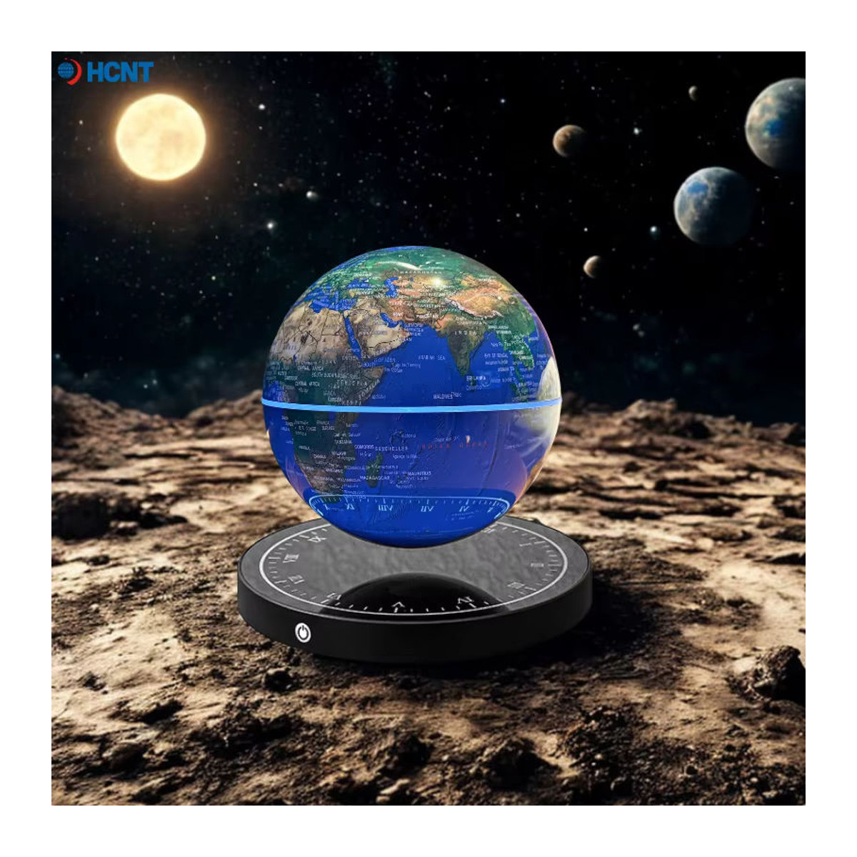HCNT Magnetischer schwebender Globus mit LED-Licht in Blau und Mehrfarbig als moderne Dekoration für Zuhause und Büro - Bild 4