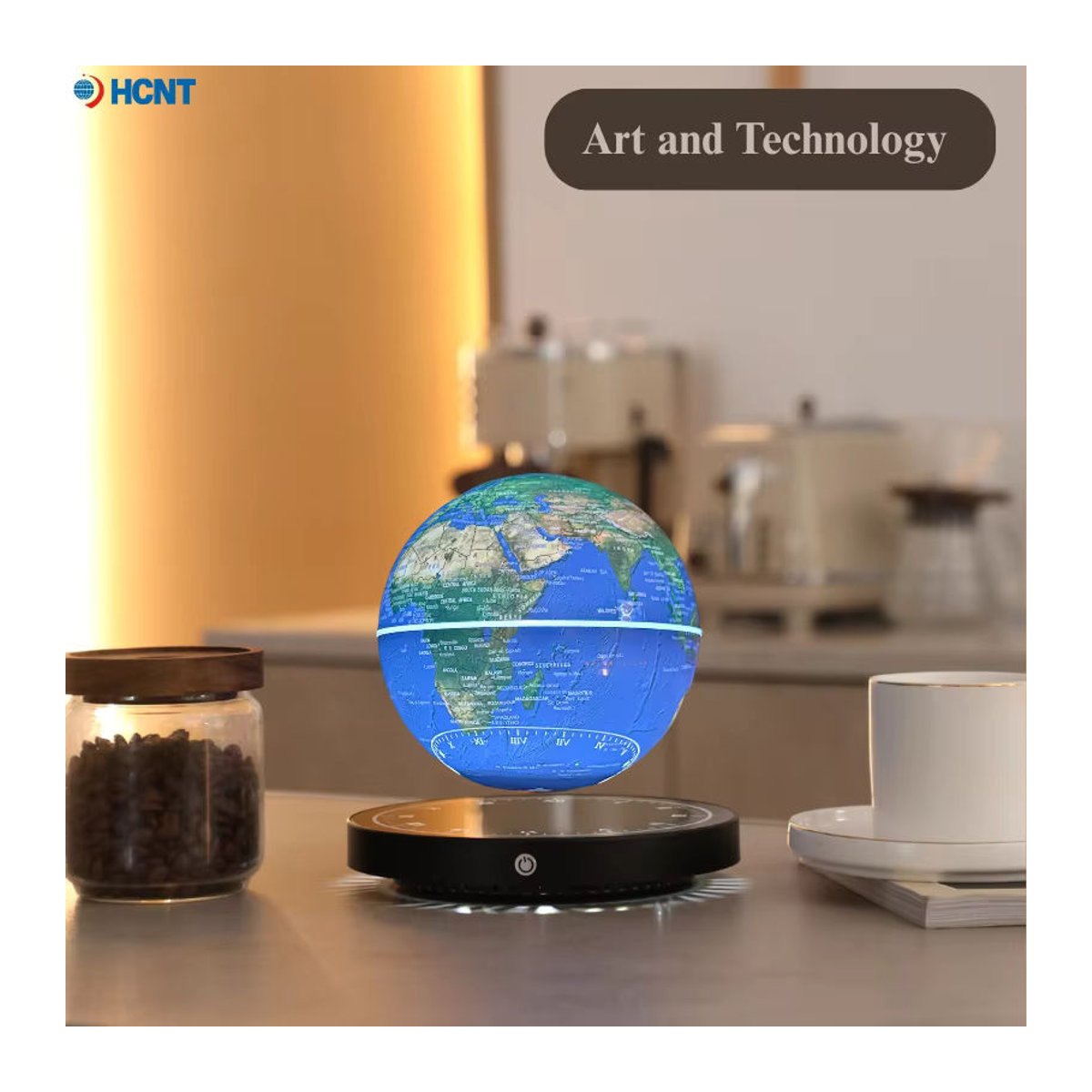 HCNT Magnetischer schwebender Globus mit LED-Licht in Blau und Mehrfarbig als moderne Dekoration für Zuhause und Büro - Bild 5