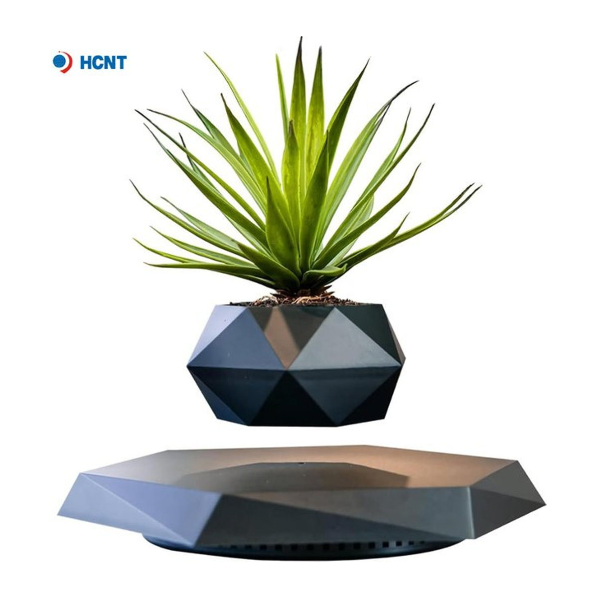 HCNT Schwebender Blumentopf mit magnetischer Levitation, geometrisches Design, rotierendes Pflanzgefäß für Sukkulenten in Schwarz oder Weiß - Bild 1
