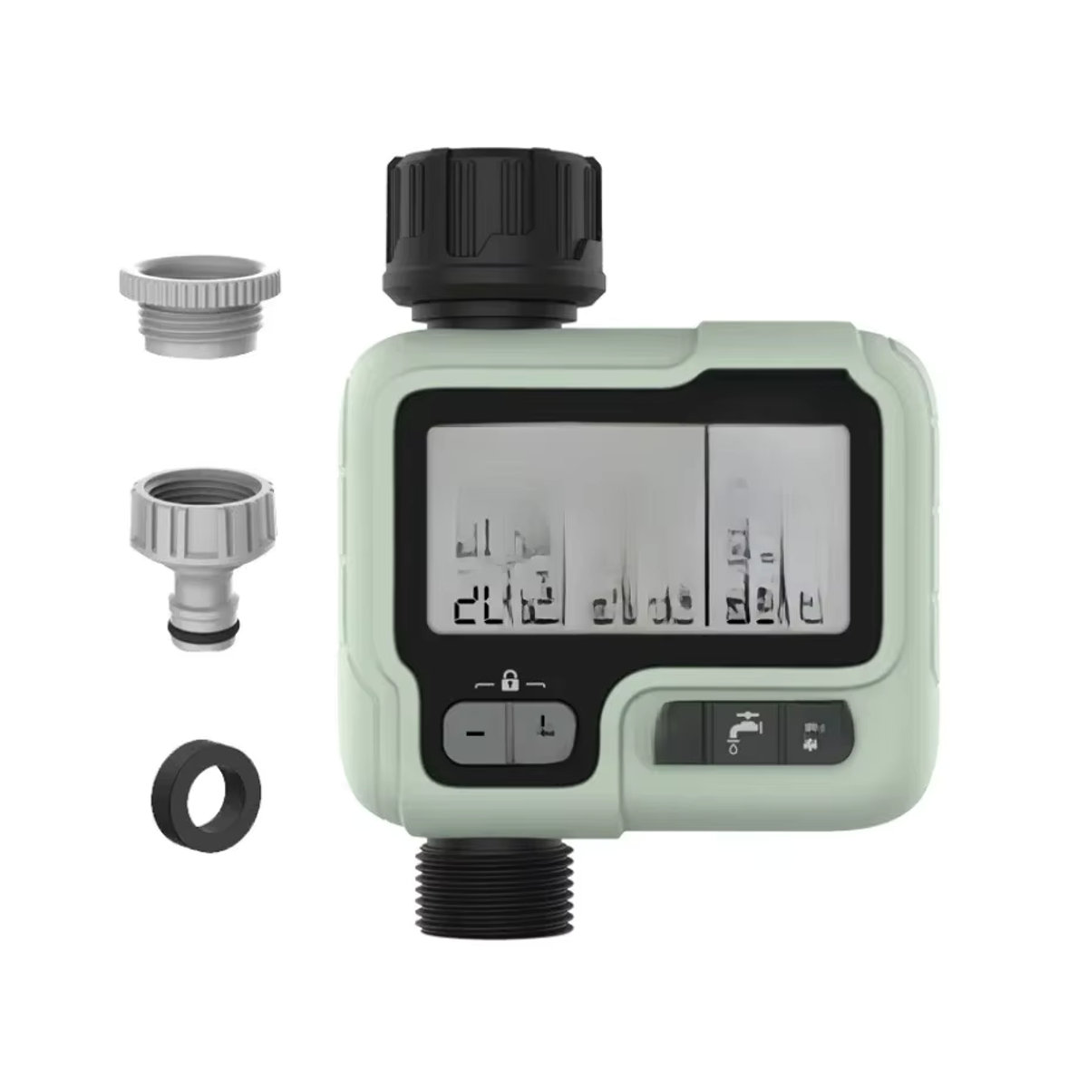HCT-322 Automatischer Bewässerungstimer für den Garten mit LCD-Display, digitaler Bewässerungsmaschine und intelligenter Sprinklersteuerung in Grün-Weiß - Bild 7