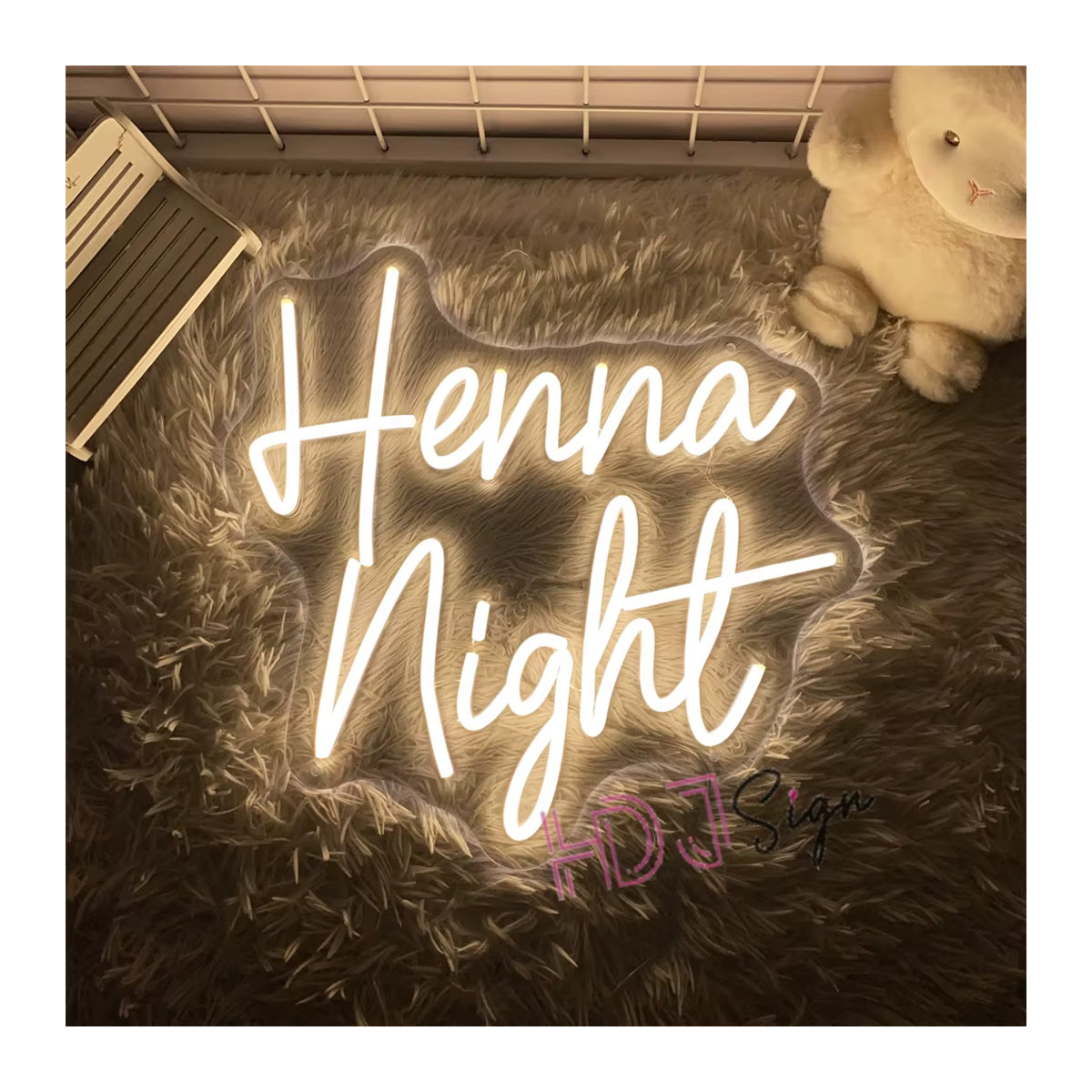 HDJSIGN LED Neon Zeichen Henna Nacht in Weiß zur Wanddekoration für Hochzeit und Party - Bild 5