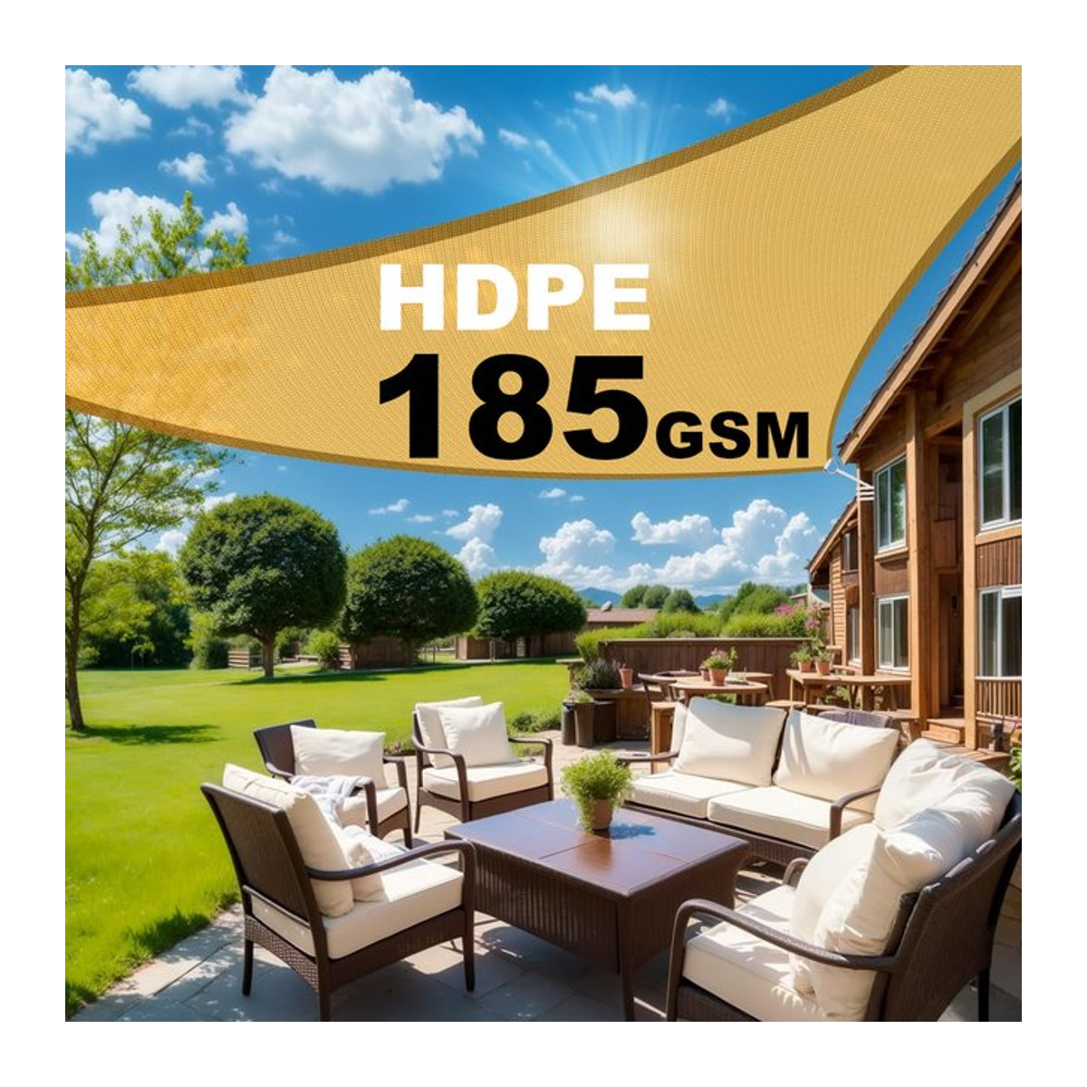 HDPE Sonnenschutz Segel Dreieck als UV-Block Baldachin für Garten, Terrasse oder Pool, 185 GSM - Bild 1