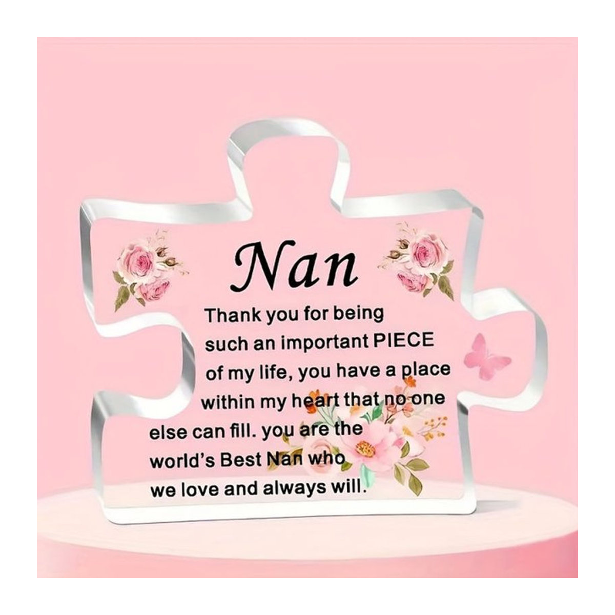 Heartfelt Nan Acryl-Puzzleteil mit floralem Blumenmuster in Mehrfarbig für Dekoration und Handwerk - Bild 1