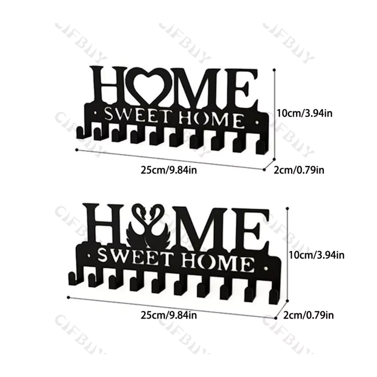 HeartHooks Sweet Home Wandaufhänger aus Eisen in Schwarz – Rustikaler Schlüssel- und Garderobenständer für den Eingangsbereich - Bild 2