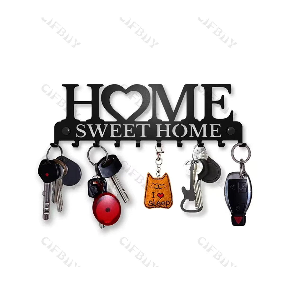 HeartHooks Sweet Home Wandaufhänger aus Eisen in Schwarz – Rustikaler Schlüssel- und Garderobenständer für den Eingangsbereich - Bild 4