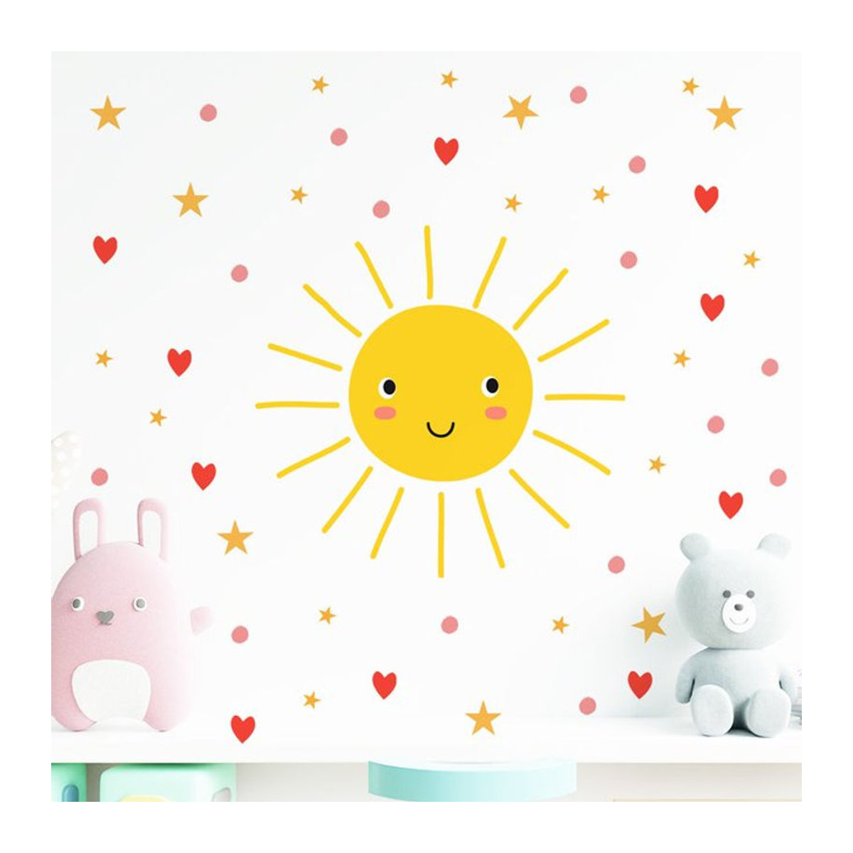 Heatboywade Wandtattoo Cartoon Smile Sonne Gelb für Kinderzimmer und Babyzimmer als abnehmbarer DIY Wandsticker - Bild 1