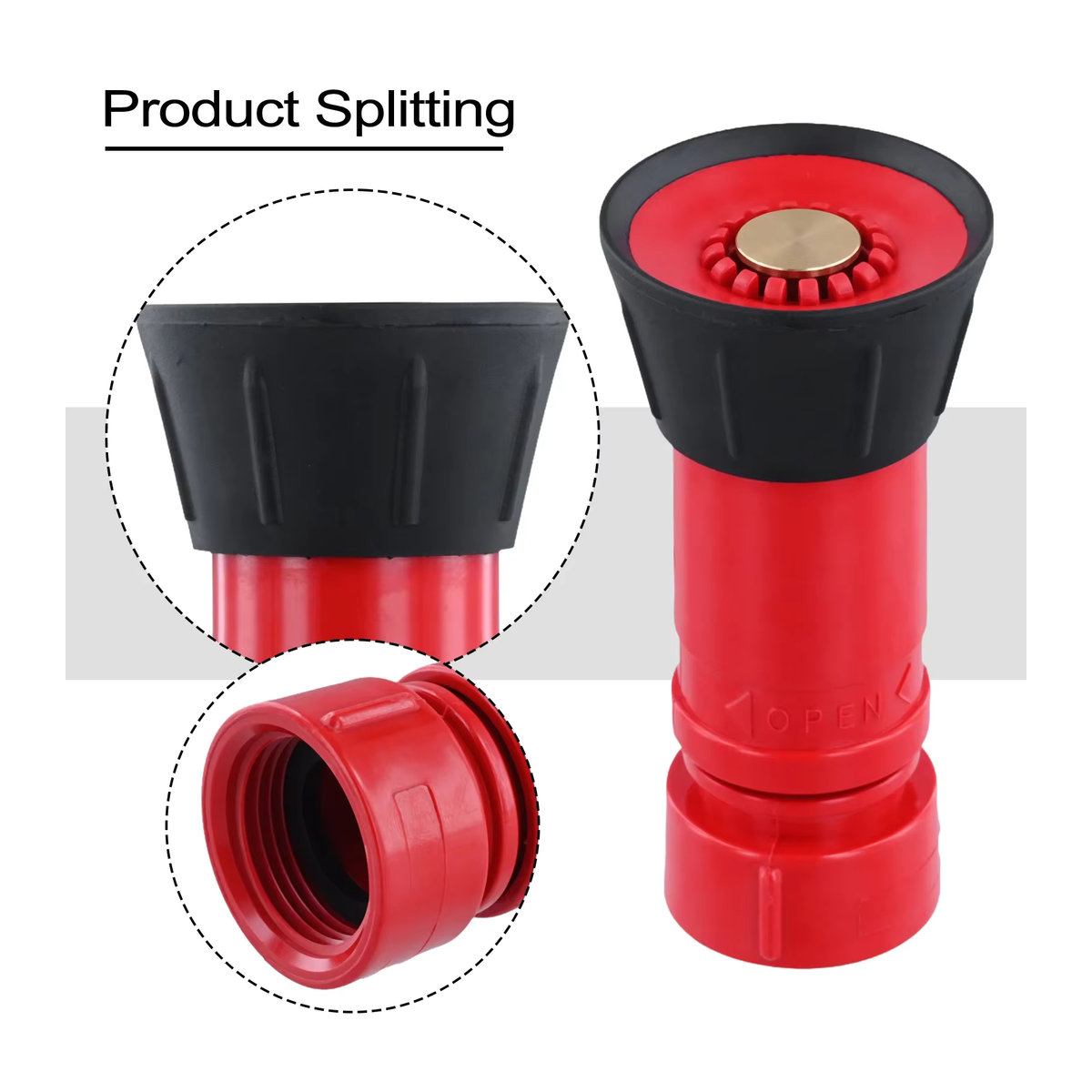 Heavy Duty Hochdruck Sprinkler Düse für 1-1/2 Zoll Feuerwehrschläuche zur Bewässerung in Rot - Bild 3