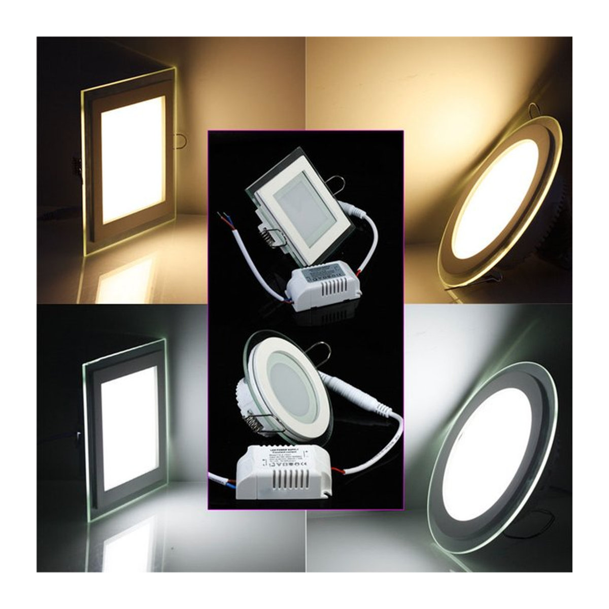 Heevye 18W LED Einbaustrahler aus Glas in Weiß für runde oder quadratische Deckenmontage - Bild 1